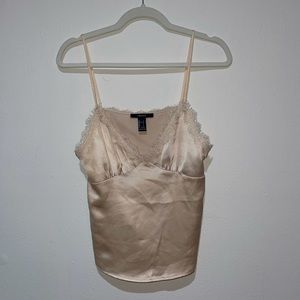 f21 - silk nude cami w lace detail - SIZE LARGE